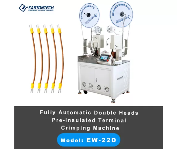 ew 22d automatic double heads plastic shell terminal crimping and twisting machine video