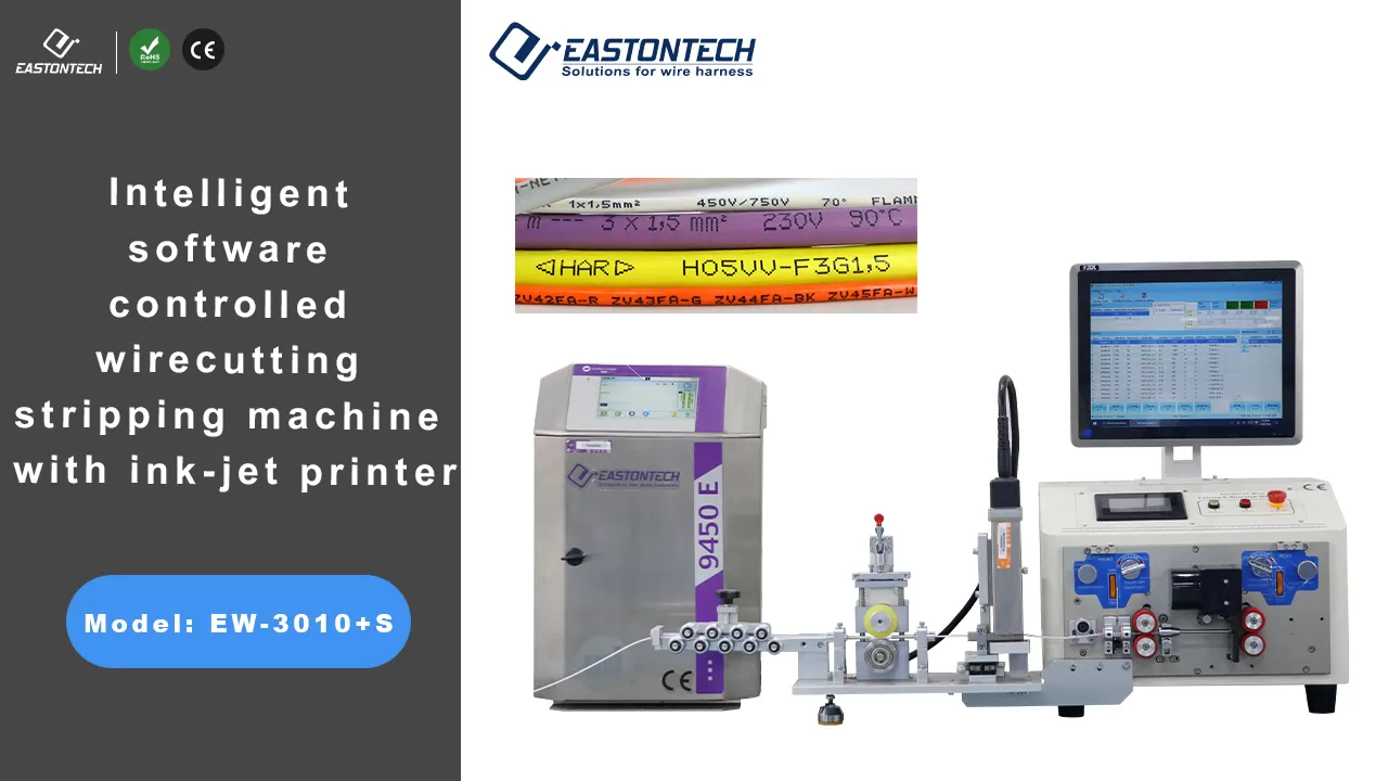ew 3010s intelligent software controlled wire cutting stripping machine with ink jet printer 0 1 6mm2 video