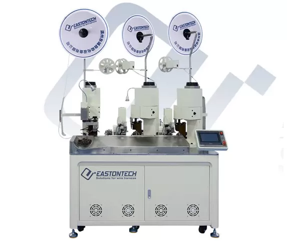 EW-8040 Fully Automatic Wire Cutting Stripping Four Wires Three Ends Terminal Crimping Machine
