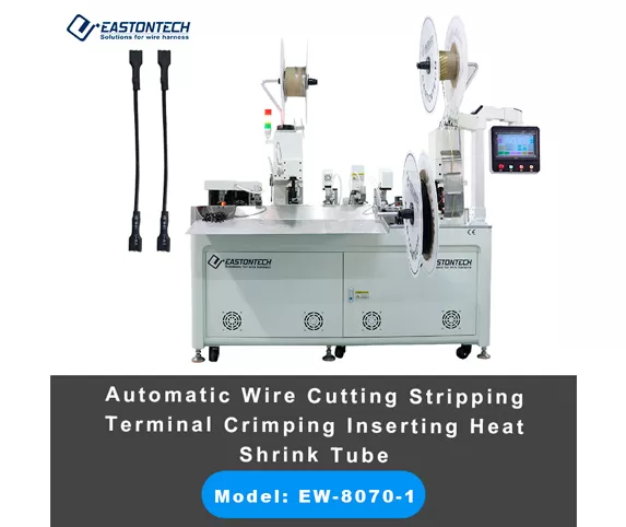 ew 8070 1 automatic double end terminal crimping and inserting heat shrink tube machine video