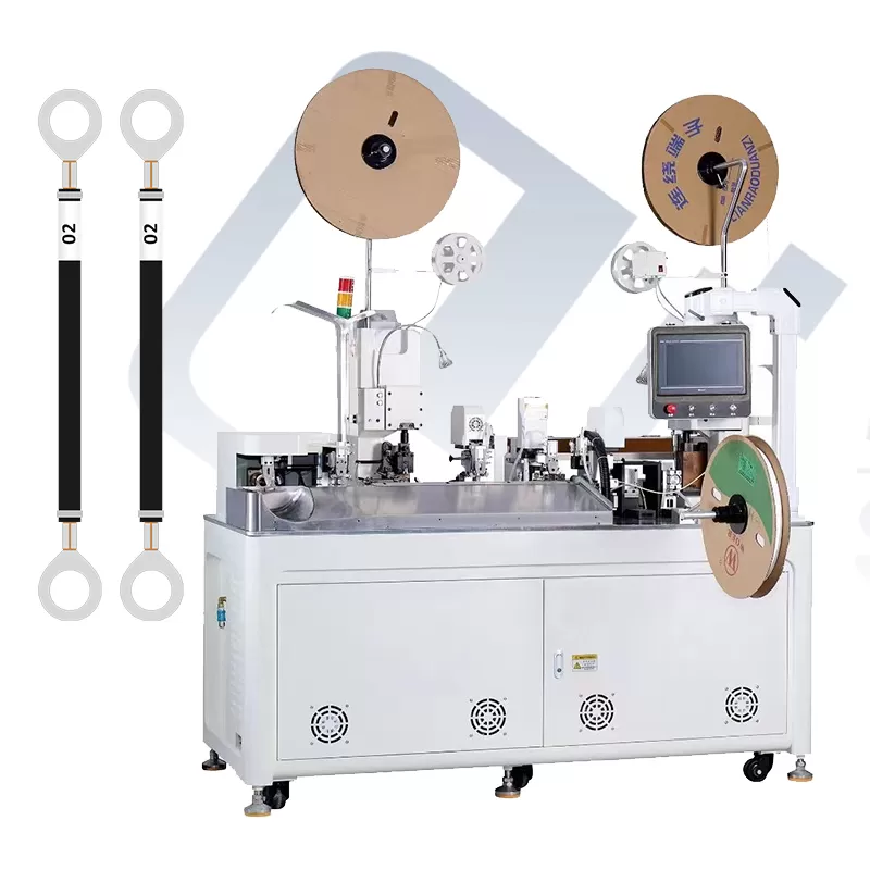 EW-8145 Fully Automatic Double Head Crimp and Single Side Insert Number Tube Machine