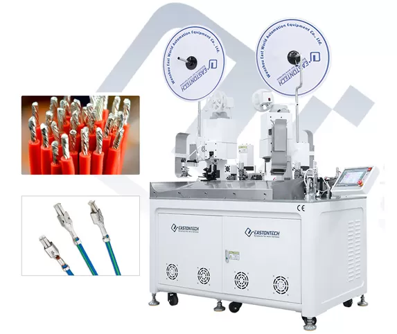EW-8870 Fully Automatic Two Wire Joint Crimping With Single Head Tinning Machine